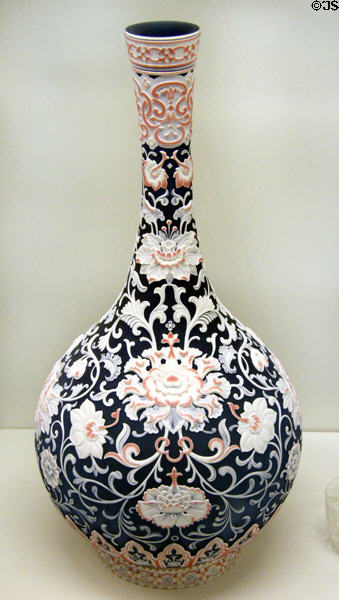 Blue glass vase overlaid with white (c1889) by Thomas Webb & Sons of Stourbridge, England at Royal Ontario Museum. Toronto, ON.