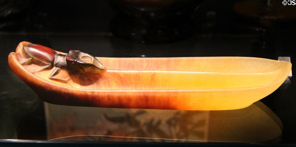 Glass pen tray with insect (c1906-14) by Amalric Walter for Daum of Nancy, France at Royal Ontario Museum. Toronto, ON.