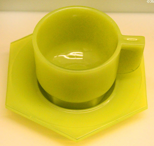 Hexagonal Art Deco cup & saucer (1923) by Leerdam of Netherlands at Royal Ontario Museum. Toronto, ON.