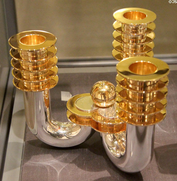 Silver & silver-gilt candlestick (c1937) by Jean Puiforcat of Paris at Royal Ontario Museum. Toronto, ON.