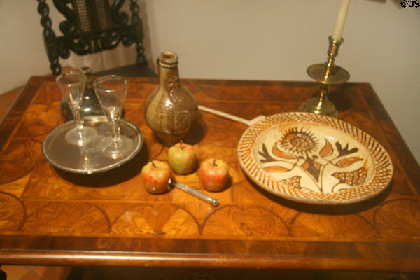 Table setting typical of late Medieval urban house (1480-1520) at Royal Ontario Museum. Toronto, ON.