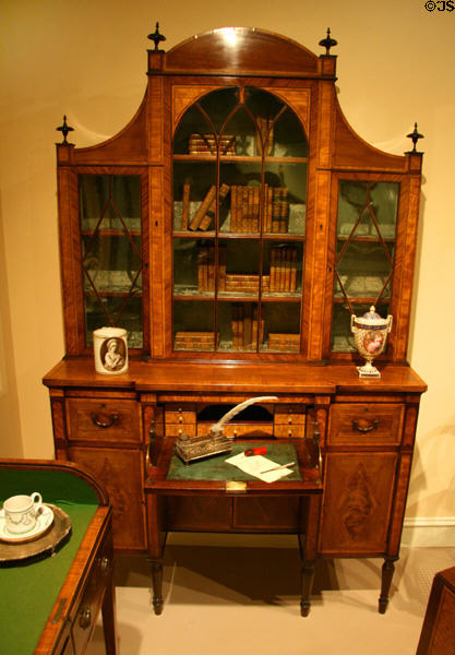 Sheraton-style break-front cabinet with drop-front desk (c1790-1800) from England at Royal Ontario Museum. Toronto, ON.