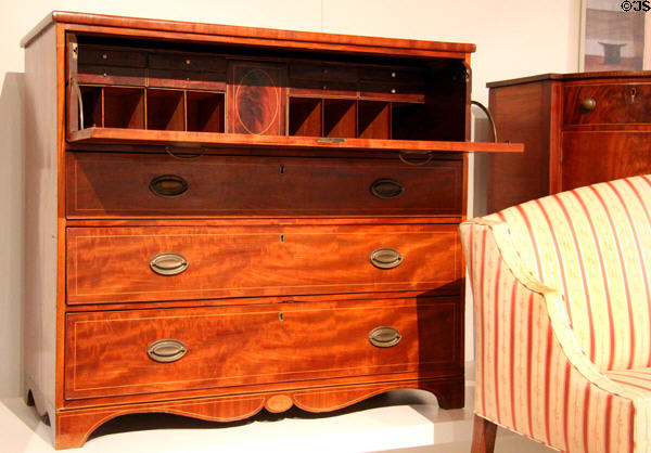 Hepplewhite-style fall-front desk (c1810-15) from Montreal at Royal Ontario Museum. Toronto, ON.