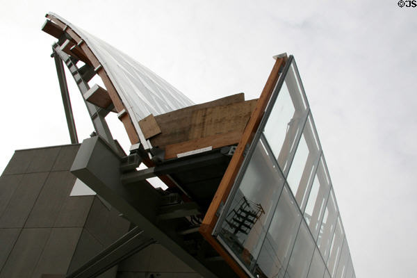Wood, steel & mirror facade detail of Frank Gehry's 2008 addition to Art Gallery of Ontario. Toronto, ON.