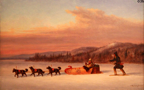 Fur Trader in a Toboggan painting (c1846) by Cornelius Krieghoff at Art Gallery of Ontario. Toronto, ON.