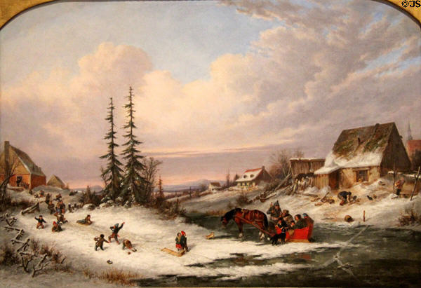 Playtime, Village School painting (c1857) by Cornelius Krieghoff at Art Gallery of Ontario. Toronto, ON.