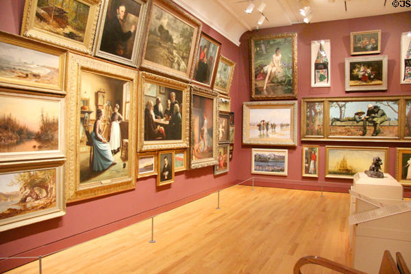 Red gallery with Victorian paintings at Art Gallery of Ontario. Toronto, ON.