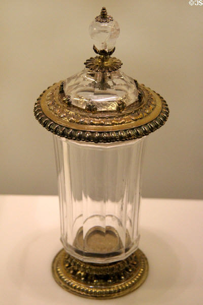 Rock crystal beaker with gilded silver cover (c1695) by Albrecht Biller from Augsburg, Germany at Art Gallery of Ontario. Toronto, ON.