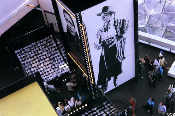 Montage of American film stars in United States Pavilion at Expo 67. Montreal, QC.