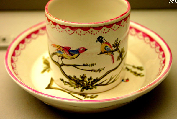 Faience cup & saucer (1761-90) by Joseph G. Robert of Marseille at Ariana Museum. Geneva, Switzerland.