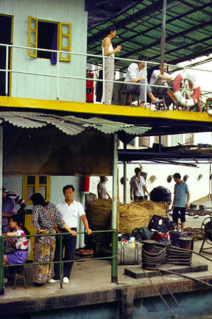 At docks preparing to depart on cruise of Yangtze (Yangtse) in Chongqing. China.