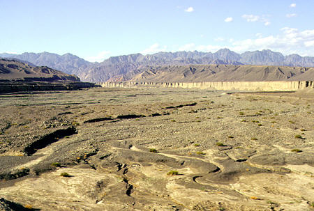 Landscape as seen from train between Turpan and Dunhuang. China.