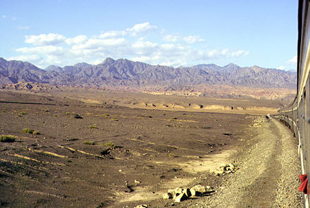View from train between Turpan and Dunhuang. China.