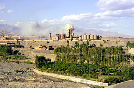 Industrial complex in the desert between Turpan and Dunhuang. China.