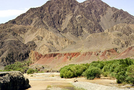 Mountains on the pass between Urumqi (Urumchi) and Turpan. China.