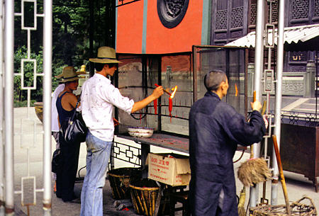 Worshippers in a Hangzhou Temple. China.