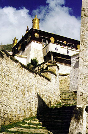 Stone staircase in the Drepung Monastery, Tibet. China.