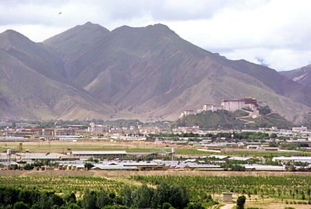 Potola Palace in Lhasa as seen from Sera Monastery, Tibet. China.