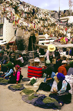 Herbs and incense for sale at a market in Lhasa, Tibet. China.