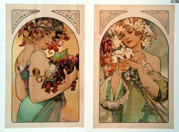 Fruit & Flower lithographs (1897) by Alphonse Mucha at Mucha Museum. Prague, Czech Republic.