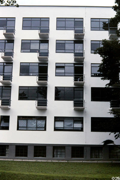 Bauhaus building modernist details. Dessau, Germany. Style: Bauhaus. Architect: Walter Gropius.