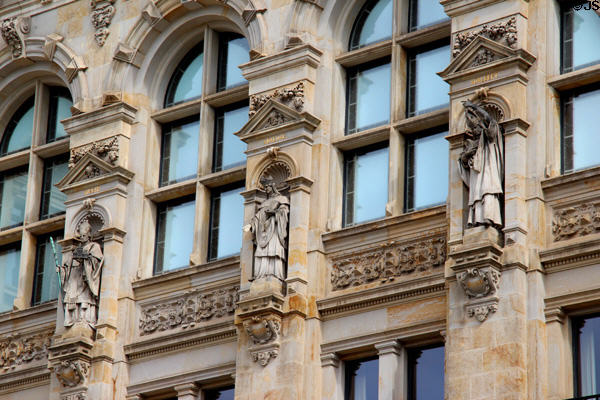 Statues of ecclesiastical figures, Ansea, Adaldag & Adalbert on Hamburg City Hall. Hamburg, Germany.