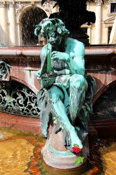 Figure on base of Hygieia Fountain in courtyard at Hamburg City Hall. Hamburg, Germany.