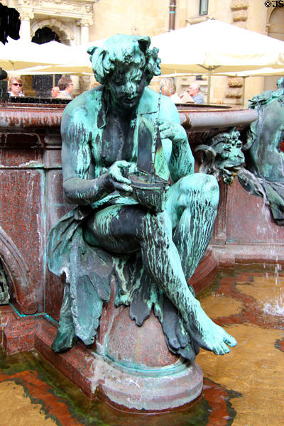 Figure on base of Hygieia Fountain in courtyard at Hamburg City Hall. Hamburg, Germany.