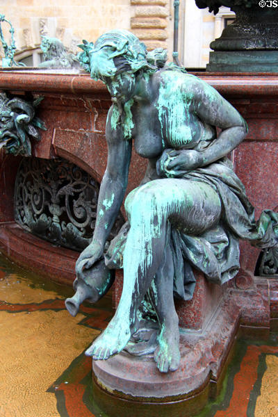 Figure on base of Hygieia Fountain in courtyard at Hamburg City Hall. Hamburg, Germany.