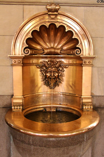 Neo-baroque style water fountain in Hamburg City Hall. Hamburg, Germany.