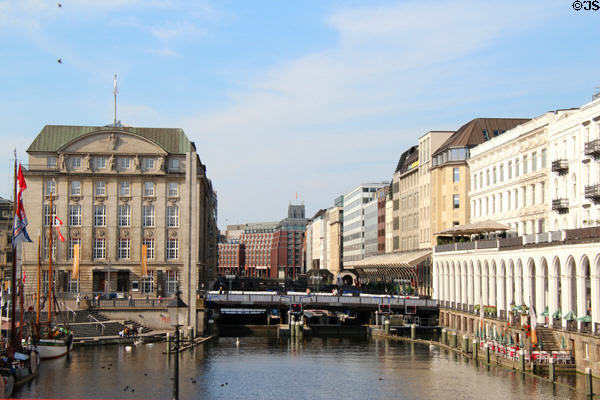 Bucerius Kunst Forum with buildings along Kleiner Alster canal. Hamburg, Germany.