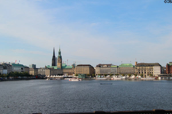 Hamburg center over Lake Alster. Hamburg, Germany.