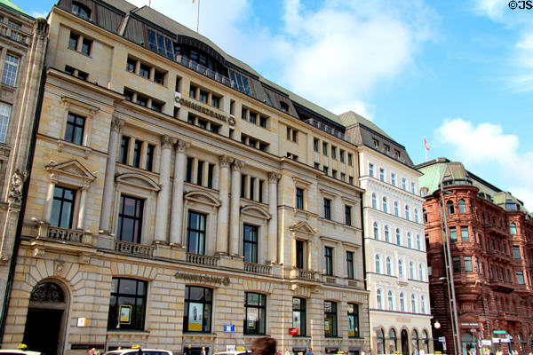 Historic buildings lining Jungfernstieg. Hamburg, Germany.