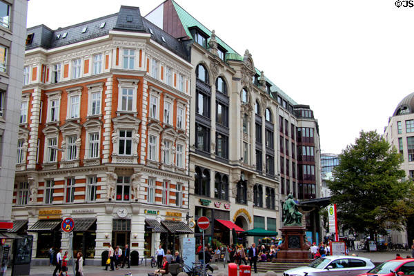 Ornate buildings on Gänsemarkt. Hamburg, Germany.