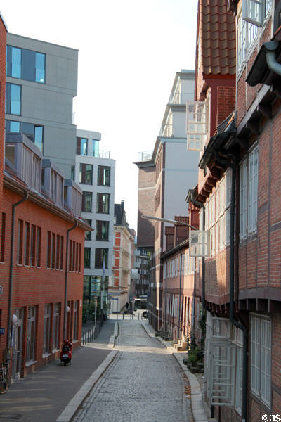Heritage narrow lane in Goose Market district. Hamburg, Germany.