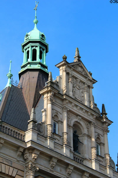 Turrets & towers of Hamburg Regional Court building at Sieveking Platz. Hamburg, Germany.