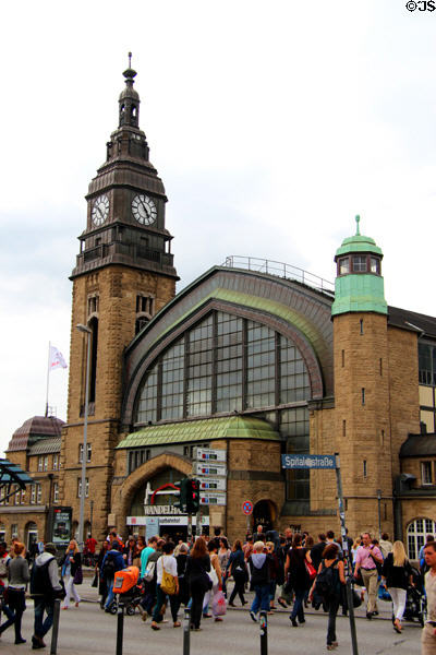 Hachmannplatz in front of Central Rail Station busy with pedestrians. Hamburg, Germany.