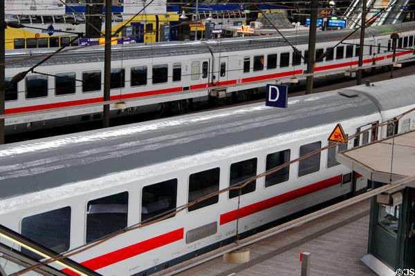 Passenger trains at Central Rail Station. Hamburg, Germany.