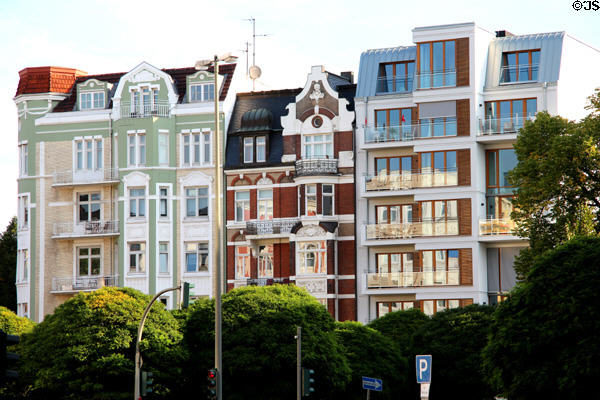 Residential housing next to Trinity Church. Hamburg, Germany.