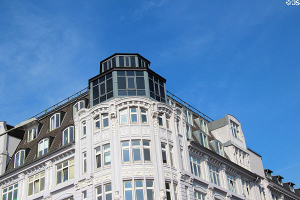 Commercial building across street & matching style of Bieberhaus. Hamburg, Germany.