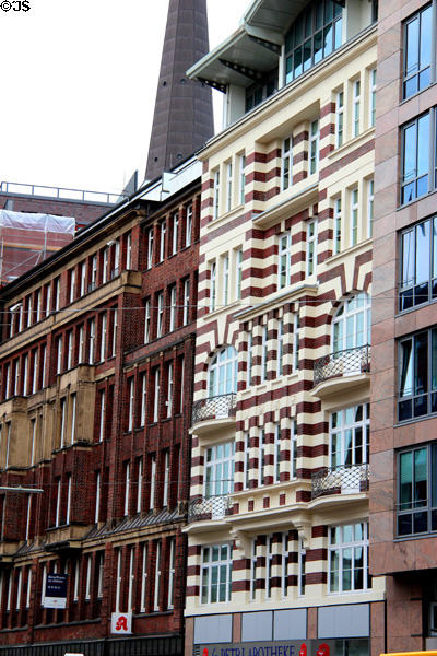 Streetscape on Speersort (extension of Steinstraße). Hamburg, Germany.