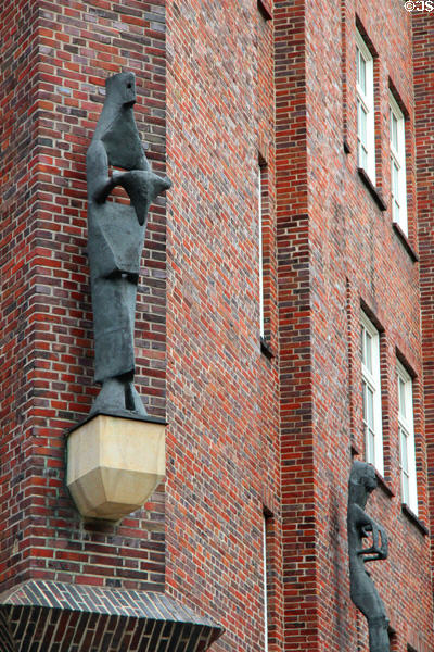 One of eight Enigma Variations figures by Lothar Fischer (1996-97) on Messberghof. Hamburg, Germany.