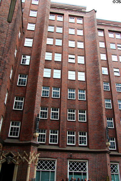 Facade on Messberghof. Hamburg, Germany.
