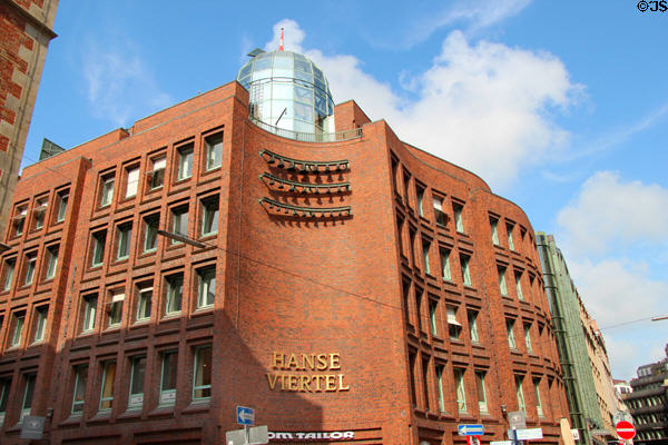 Hanse Viertel (Hanseatic Quarter) shopping arcade (1980) in old town. Hamburg, Germany.