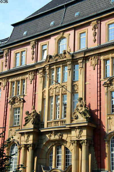 Neo-Baroque building with figures representing river & town near City Hall. Hamburg, Germany.