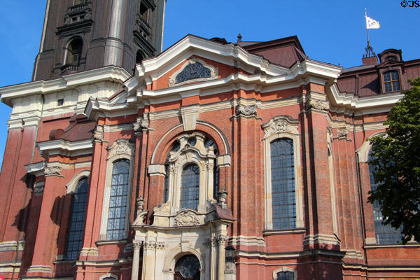 Baroque entrance to St Michael's Church. Hamburg, Germany.