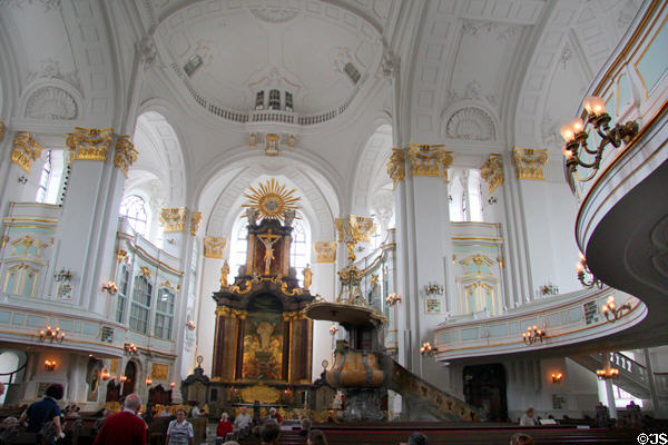 Baroque interior of St Michael's Church. Hamburg, Germany.