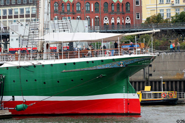 Stern of Rickmer Rickmers museum sailing ship. Hamburg, Germany.