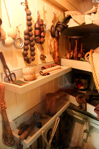 Workshop on board Rickmer Rickmers museum sailing ship. Hamburg, Germany.