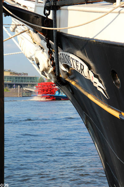 Prow of Morgenster tall ship. Hamburg, Germany.
